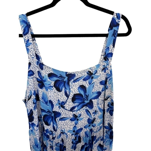 Eloquii Plus Size Blue Floral Sleeveless Open Tie Back Ruffle Hem Maxi Dress 22 - Picture 3 of 5
